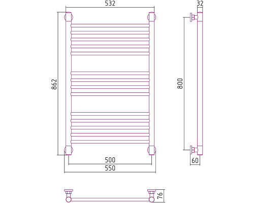 Заказать Водяной полотенцесушитель Сунержа Богема+ прямая 800х500 05-0220-8050 Состаренная бронза в магазине сантехники Santeh-Crystal.ru