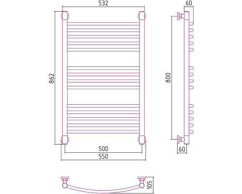 Приобрести Водяной полотенцесушитель Сунержа Богема+ выгнутая 800х500 31-0221-8050 Черный матовый в магазине сантехники Santeh-Crystal.ru