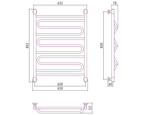 Приобрести Водяной полотенцесушитель Сунержа Элегия+ 800х600 00-0205-8060 Хром в магазине сантехники Santeh-Crystal.ru