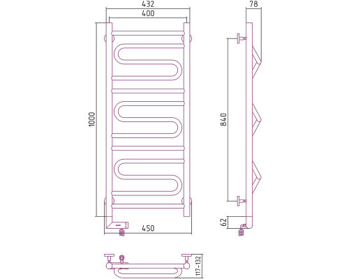Купить Электрический полотенцесушитель Сунержа Элегия 2.0 1000x400 L 00-5218-1040 Хром в магазине сантехники Santeh-Crystal.ru