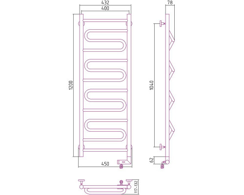 Купить Электрический полотенцесушитель Сунержа Элегия 2.0 1200x400 R 00-5219-1240 Хром в магазине сантехники Santeh-Crystal.ru