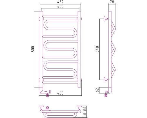 Купить Электрический полотенцесушитель Сунержа Элегия 2.0 800x400 L 00-5218-8040 Хром в магазине сантехники Santeh-Crystal.ru