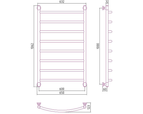 Купить Водяной полотенцесушитель Сунержа Галант+ 1000х600 00-0200-1060 Хром в магазине сантехники Santeh-Crystal.ru