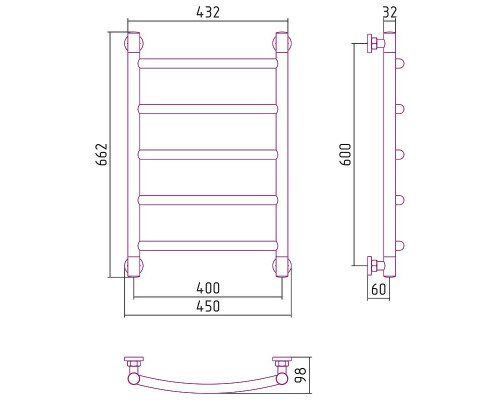 Приобрести Водяной полотенцесушитель Сунержа Галант+ 600х400 03-0200-6040 Золото в магазине сантехники Santeh-Crystal.ru