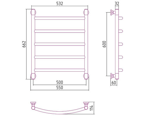 Купить Водяной полотенцесушитель Сунержа Галант+ 600х500 30-0200-6050 Белый матовый в магазине сантехники Santeh-Crystal.ru