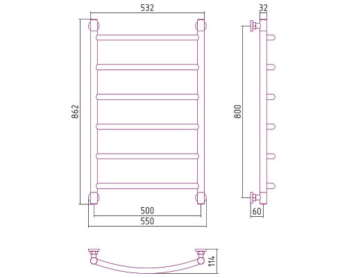 Купить Водяной полотенцесушитель Сунержа Галант+ 800х500 31-0200-8050 Черный матовый в магазине сантехники Santeh-Crystal.ru