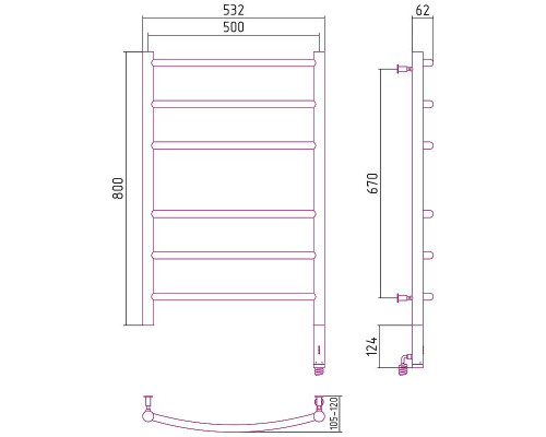 Заказать Электрический полотенцесушитель Сунержа Галант 800x500 R 31-5401-8050 Черный матовый в магазине сантехники Santeh-Crystal.ru