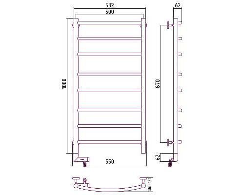 Купить Электрический полотенцесушитель Сунержа Галант 2.0 1000x500 L 00-5200-1050 Хром в магазине сантехники Santeh-Crystal.ru