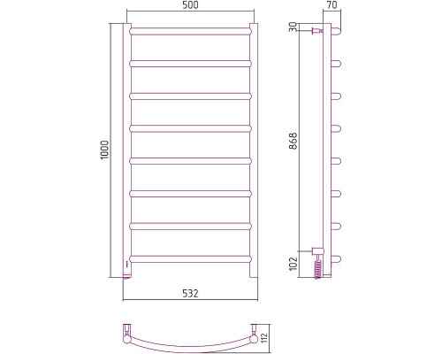 Приобрести Электрический полотенцесушитель Сунержа Галант 4.0 1000x500 L 00-0830-1050 Хром в магазине сантехники Santeh-Crystal.ru