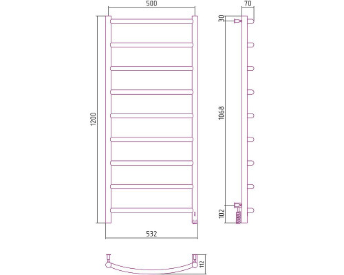 Купить Электрический полотенцесушитель Сунержа Галант 4.0 1200x500 R 00-0831-1250 Хром в магазине сантехники Santeh-Crystal.ru