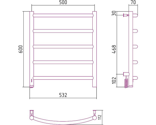 Заказать Электрический полотенцесушитель Сунержа Галант 4.0 600x500 L 31-0830-6050 Черный матовый в магазине сантехники Santeh-Crystal.ru