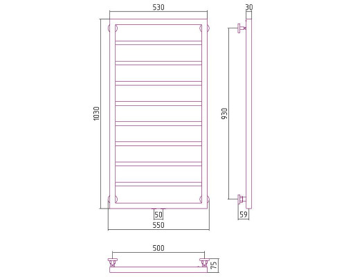 Приобрести Водяной полотенцесушитель Сунержа Канцлер 1000х500 00-0254-1050 Хром в магазине сантехники Santeh-Crystal.ru