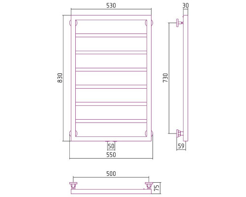 Купить Водяной полотенцесушитель Сунержа Канцлер 800х500 31-0254-8050 Черный матовый в магазине сантехники Santeh-Crystal.ru