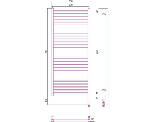 Заказать Электрический полотенцесушитель Сунержа Модус 3.0 1200x500 R 31-5701-1250 Черный матовый в магазине сантехники Santeh-Crystal.ru