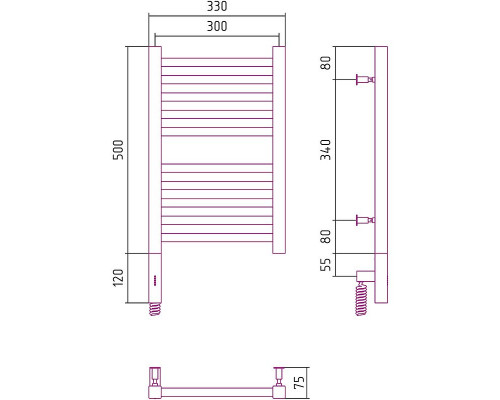 Заказать Электрический полотенцесушитель Сунержа Модус 3.0 500х300 L 00-5700-5030 Хром в магазине сантехники Santeh-Crystal.ru