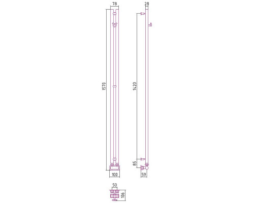 Приобрести Водяной полотенцесушитель Сунержа Нюанс EU50+ 1545х50 31-0212-1545 Черный матовый в магазине сантехники Santeh-Crystal.ru