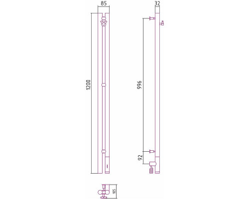 Заказать Электрический полотенцесушитель Сунержа Нюанс 3.0 1200x85 R 00-5843-1253 Хром в магазине сантехники Santeh-Crystal.ru