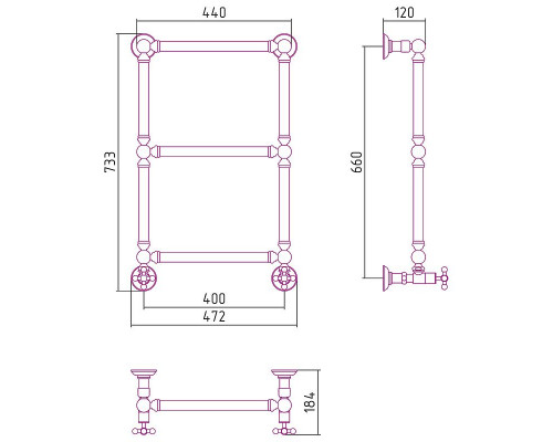 Приобрести Водяной полотенцесушитель Сунержа Ренессанс 1304 660х400 03-0280-6640 Золото в магазине сантехники Santeh-Crystal.ru