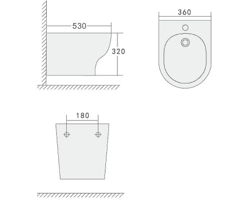 Биде подвесное Boheme Fiore 978-BIDET-B Черное матовое