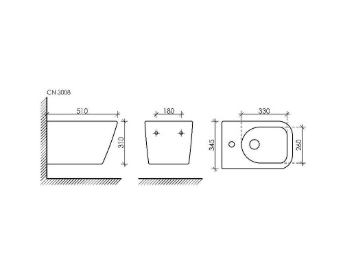 Биде Ceramicanova Metric CN3008MB подвесное Черное матовое