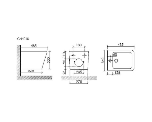 Биде Ceramicanova Union CN4010 подвесное Белое