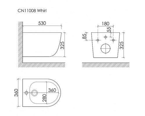 Биде Ceramicanova Вихрь (Whirl) CN11008 подвесное цвет Белый