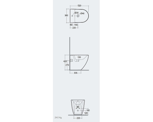 Биде напольное Kludi Resa D 24BIB0143 цвет Белый глянцевый