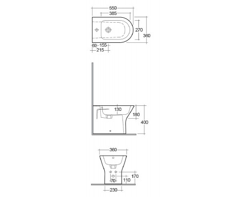 Биде напольное Kludi Resa R 23BIB0239 цвет Черный матовый