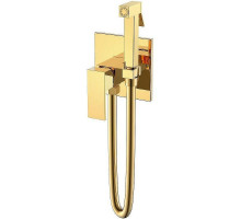 Гигиенический душ со смесителем Boheme Qubic 477-G Золото глянцевое