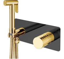 Гигиенический душ со смесителем Boheme Stick 127-BG Черный матовый Золото