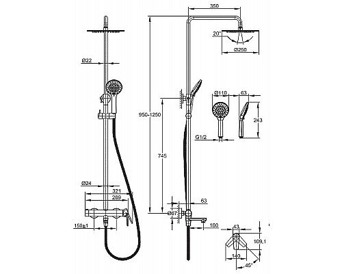 Купить Душевая система Cersanit Moduo 64088 Хром в магазине сантехники Santeh-Crystal.ru