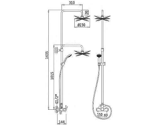 Купить Душевая система Cezares CZR-B-CDA-01 Хром в магазине сантехники Santeh-Crystal.ru