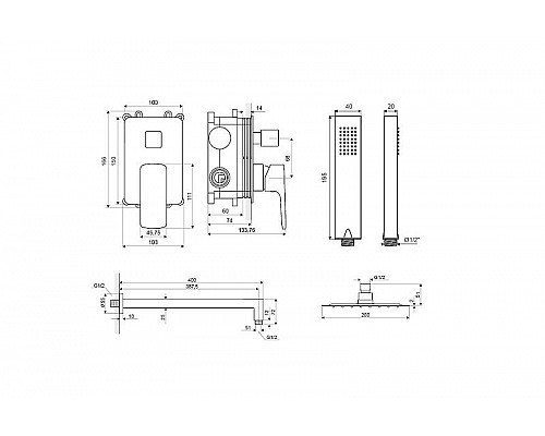 Приобрести Душевая система Excellent Keria AREX.SET.2045BL Черный матовый в магазине сантехники Santeh-Crystal.ru