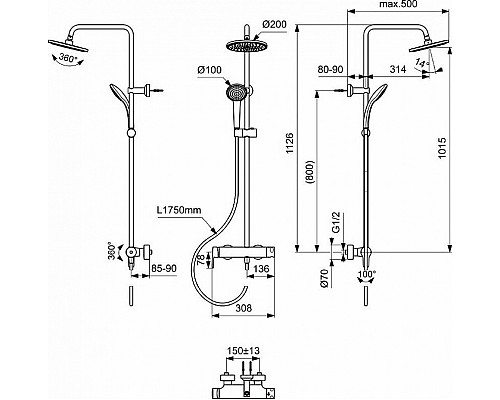 Santeh-Crystal.ru: Душевая система Ideal Standard Cerafine Model O BC750XG Черный шелк Заказать Душевая система Ideal Standard Cerafine Model O BC750XG Черный шелк в магазине сантехники Santeh-Crystal.ru