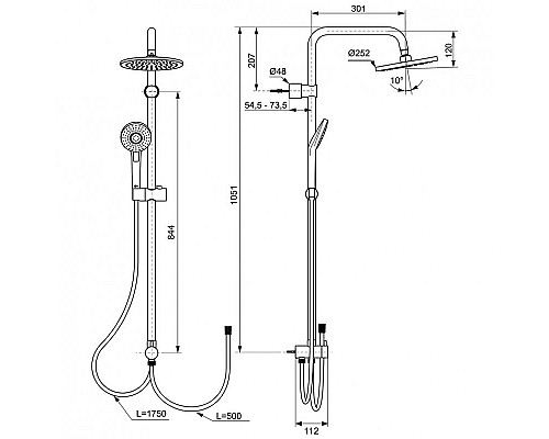 Купить Душевая система Ideal Standard Idealrain Eco Evo A6943AA Хром в магазине сантехники Santeh-Crystal.ru