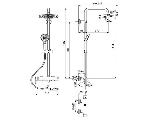 Приобрести Душевая система Ideal Standard Idealrain Eco Evo B2266AA Хром в магазине сантехники Santeh-Crystal.ru