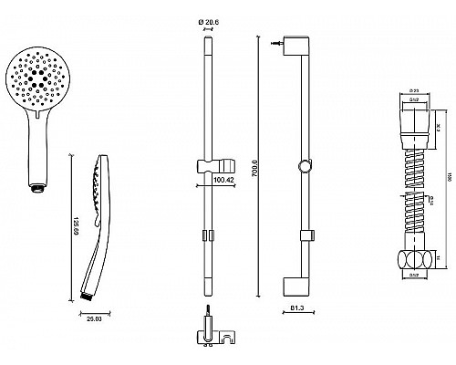 Заказать Душевой гарнитур Jacob Delafon Salute E32907-CP Хром в магазине сантехники Santeh-Crystal.ru