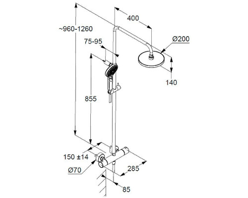 Душевая система Kludi Dive Dual Shower System 6907905-00 с термостатом Хром