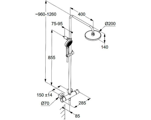 Душевая система Kludi Dive Dual Shower System 6807939-00 с термостатом Черная матовая