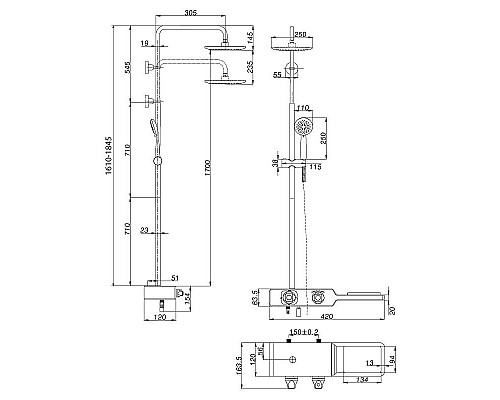 Купить Душевая система Lemark Tropic LM7009C Хром Черный в магазине сантехники Santeh-Crystal.ru