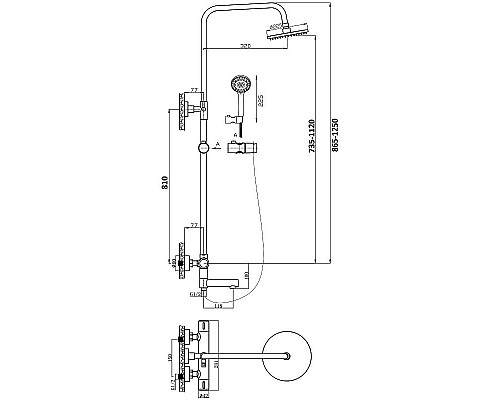 Приобрести Душевая система Orange T02S3-911b Черный в магазине сантехники Santeh-Crystal.ru