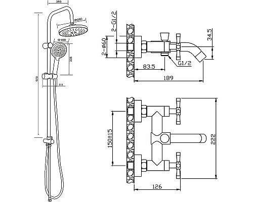 Приобрести Душевая система Orange Mia M34-933b Черная в магазине сантехники Santeh-Crystal.ru