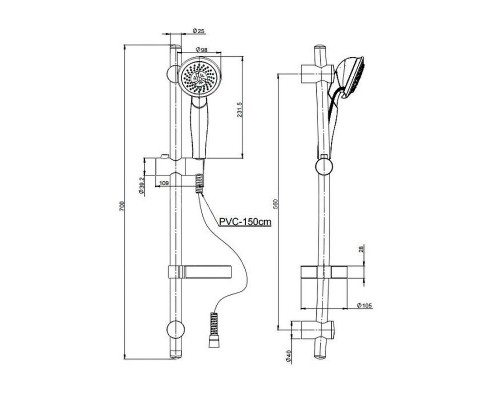 Приобрести Душевой гарнитур Paini Emilia 50CR124/P15 Хром в магазине сантехники Santeh-Crystal.ru