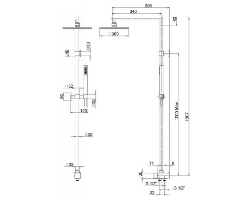 Заказать Душевая система Paini RS Q4 50CR191ARQ2P3 Хром в магазине сантехники Santeh-Crystal.ru