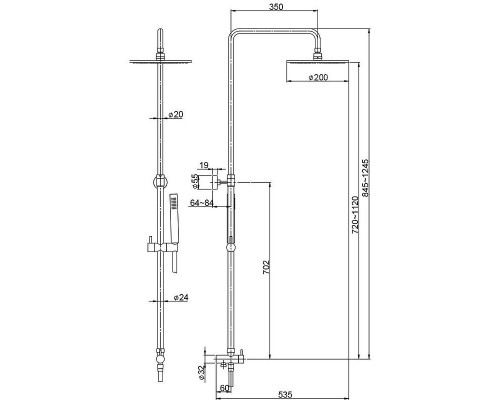 Приобрести Душевая система Paini RS T3 50CR191ART4P3 Хром в магазине сантехники Santeh-Crystal.ru