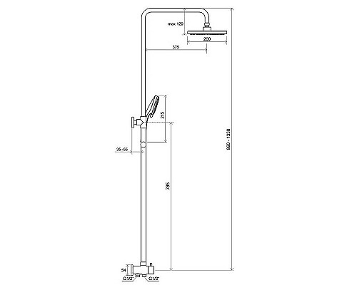 Приобрести Душевая система Ravak DS 090.00 X07P232 Хром в магазине сантехники Santeh-Crystal.ru