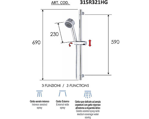 Приобрести Душевой гарнитур Remer 315R321HG Хром в магазине сантехники Santeh-Crystal.ru