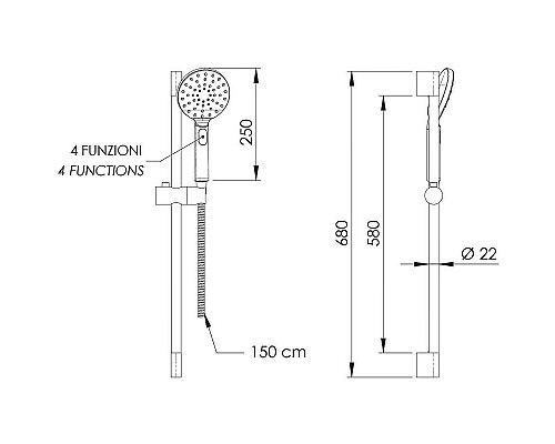 Приобрести Душевой гарнитур Remer 315L318MP Хром в магазине сантехники Santeh-Crystal.ru