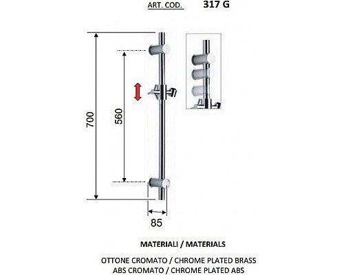 Заказать Душевая штанга Remer 317G Хром в магазине сантехники Santeh-Crystal.ru