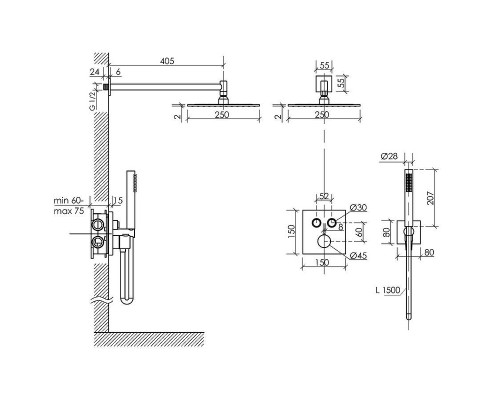 Душевая система Sancos Linn SC9022CH с термостатом Хром